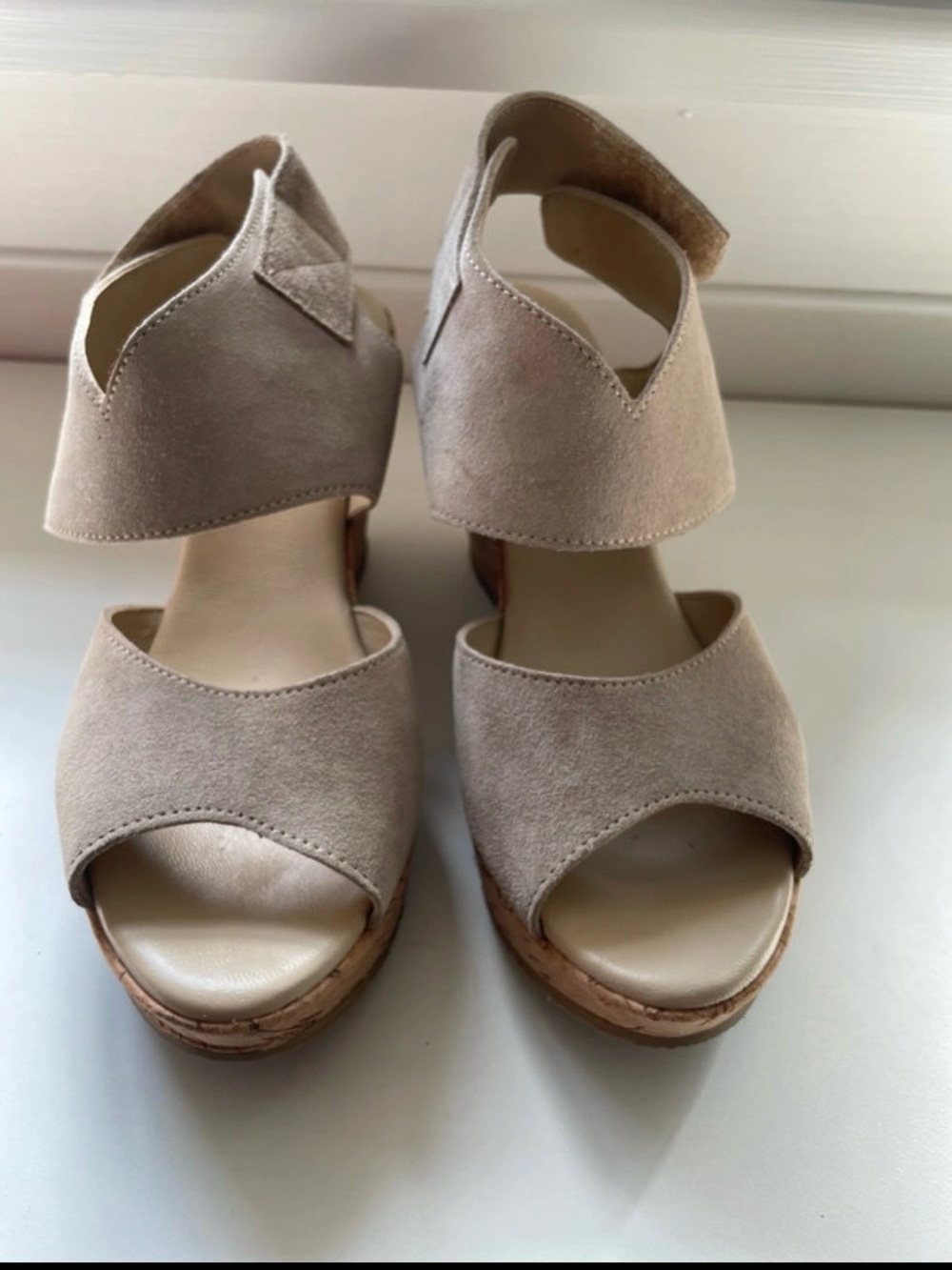 Cordani Suede Wedge Sandals in Taupe